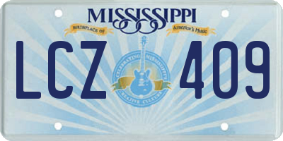 MS license plate LCZ409