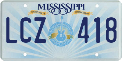 MS license plate LCZ418