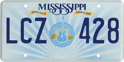 MS license plate LCZ428