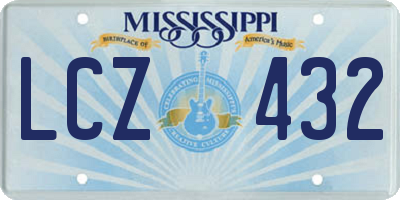 MS license plate LCZ432