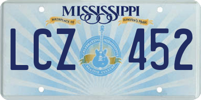 MS license plate LCZ452