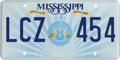 MS license plate LCZ454