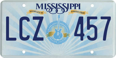 MS license plate LCZ457