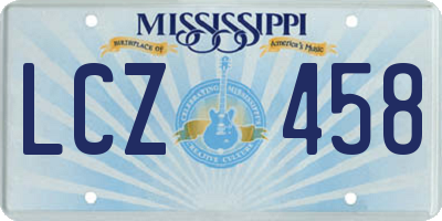 MS license plate LCZ458