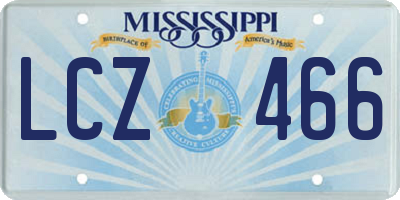 MS license plate LCZ466