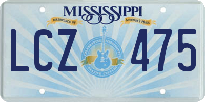 MS license plate LCZ475