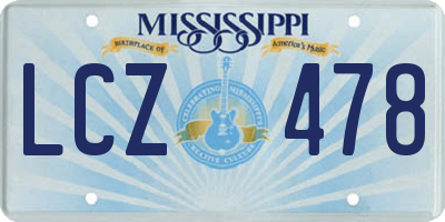 MS license plate LCZ478