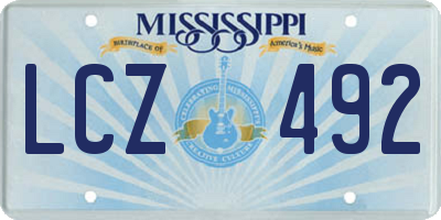 MS license plate LCZ492