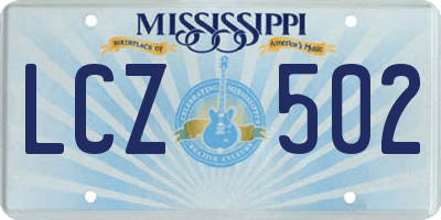 MS license plate LCZ502