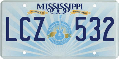 MS license plate LCZ532