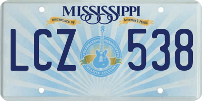 MS license plate LCZ538