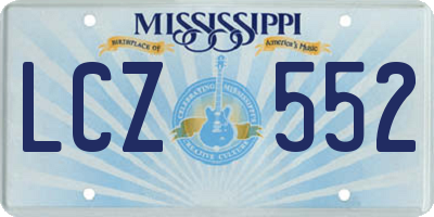 MS license plate LCZ552