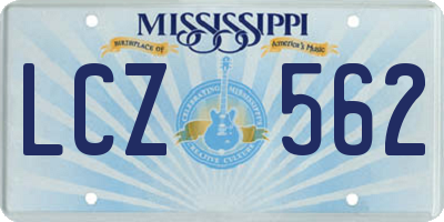 MS license plate LCZ562