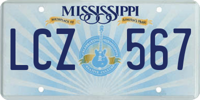 MS license plate LCZ567