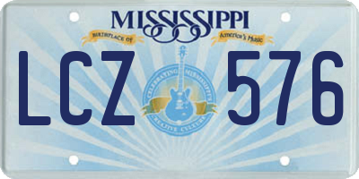 MS license plate LCZ576
