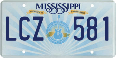 MS license plate LCZ581