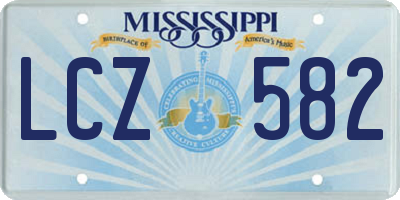 MS license plate LCZ582
