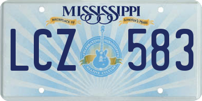 MS license plate LCZ583