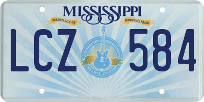 MS license plate LCZ584