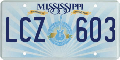 MS license plate LCZ603