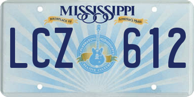 MS license plate LCZ612