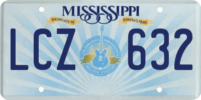 MS license plate LCZ632
