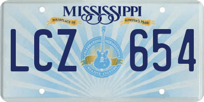 MS license plate LCZ654