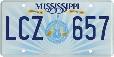 MS license plate LCZ657