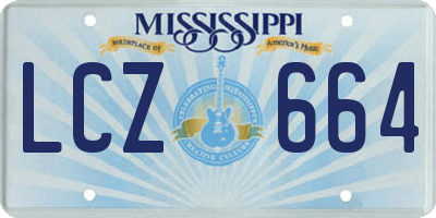 MS license plate LCZ664