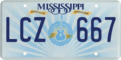 MS license plate LCZ667