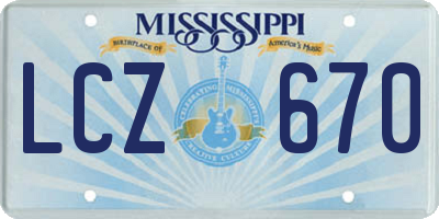 MS license plate LCZ670