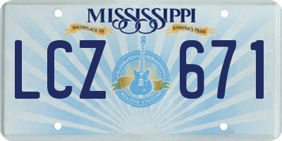MS license plate LCZ671