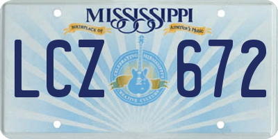 MS license plate LCZ672