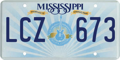 MS license plate LCZ673