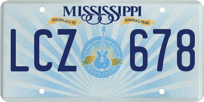 MS license plate LCZ678