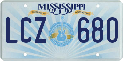 MS license plate LCZ680