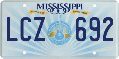 MS license plate LCZ692