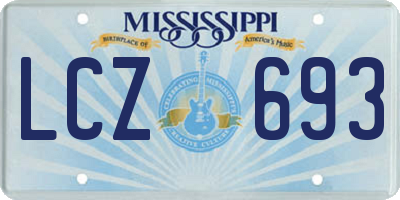 MS license plate LCZ693