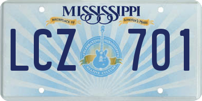 MS license plate LCZ701