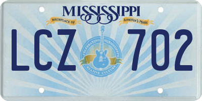 MS license plate LCZ702