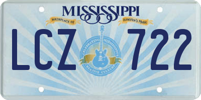 MS license plate LCZ722