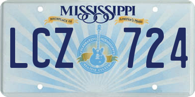 MS license plate LCZ724