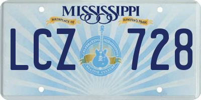 MS license plate LCZ728