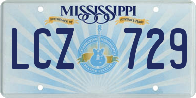 MS license plate LCZ729