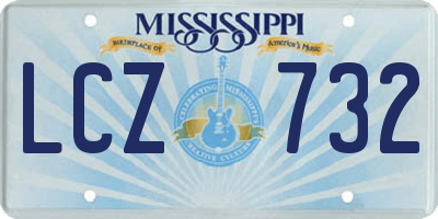 MS license plate LCZ732