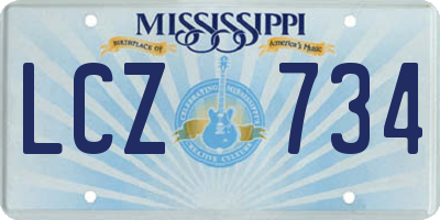 MS license plate LCZ734