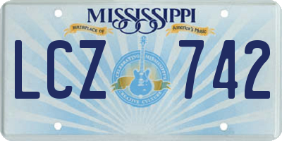 MS license plate LCZ742