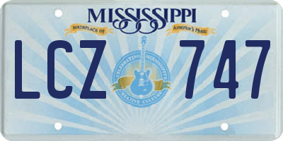 MS license plate LCZ747