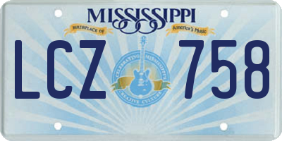 MS license plate LCZ758