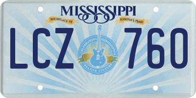 MS license plate LCZ760